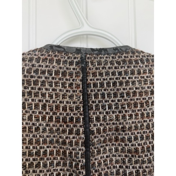 Lafayette 148 New York Wool Blend Tweed Blazer Leather Trim Size XXLBrown *READ - Picture 3 of 9